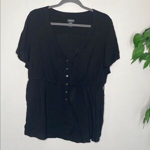 Torrid Black Buttoned Relaxed Blouse